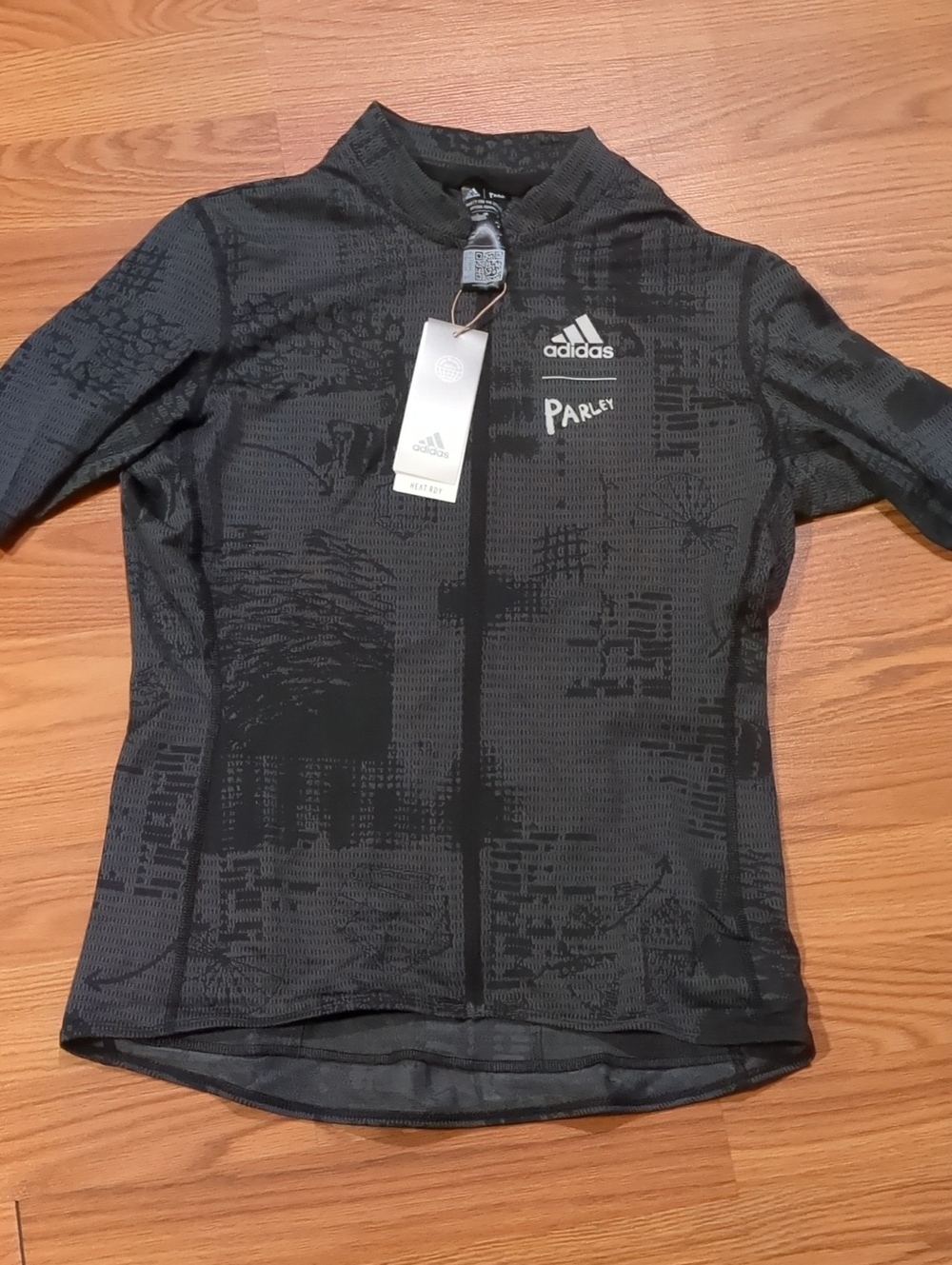 adidas Parley HEAT.RDY Short Sleeve Cycling Jersey Black NWT Women's Large